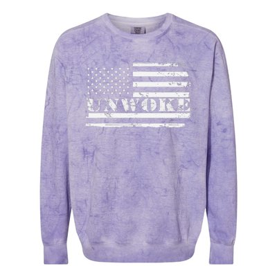 Unwoke Awake But Not Woke Colorblast Crewneck Sweatshirt