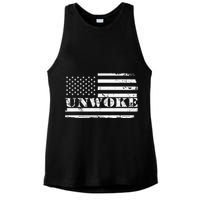 Unwoke Awake But Not Woke Ladies PosiCharge Tri-Blend Wicking Tank
