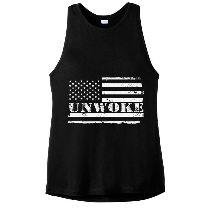 Unwoke Awake But Not Woke Ladies PosiCharge Tri-Blend Wicking Tank