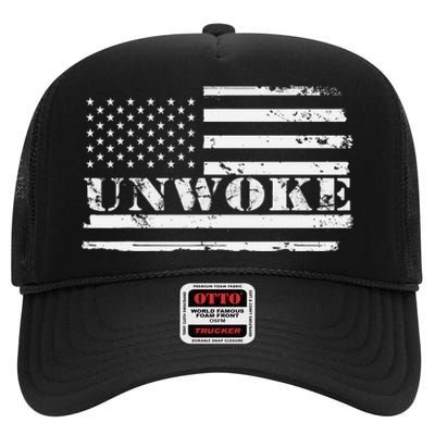 Unwoke Awake But Not Woke High Crown Mesh Back Trucker Hat