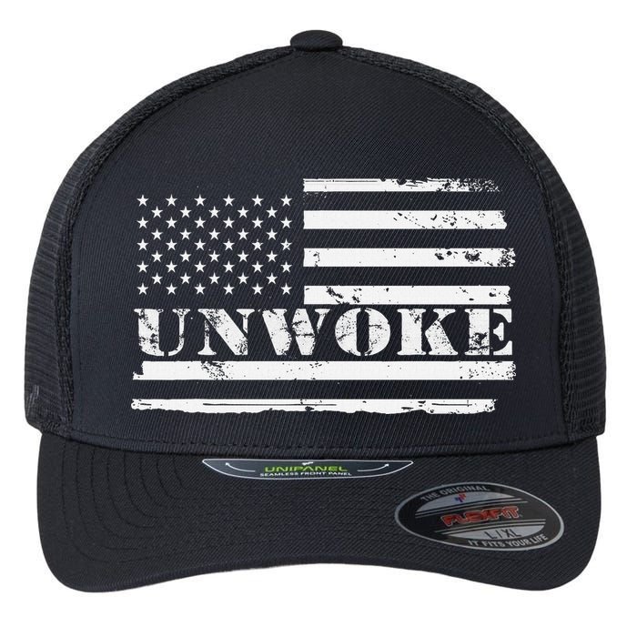 Unwoke Awake But Not Woke Flexfit Unipanel Trucker Cap