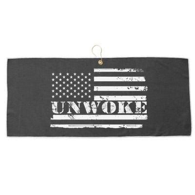 Unwoke Awake But Not Woke Large Microfiber Waffle Golf Towel