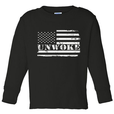 Unwoke Awake But Not Woke Toddler Long Sleeve Shirt
