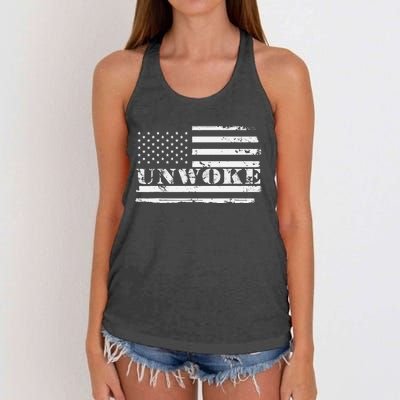 Unwoke Awake But Not Woke Women's Knotted Racerback Tank