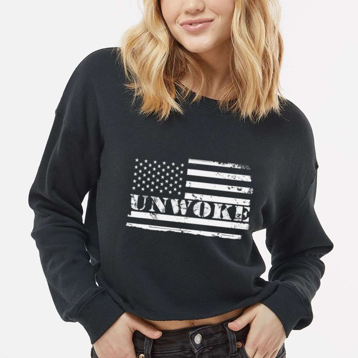 Unwoke Awake But Not Woke Cropped Pullover Crew