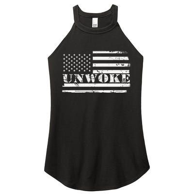 Unwoke Awake But Not Woke Women's Perfect Tri Rocker Tank