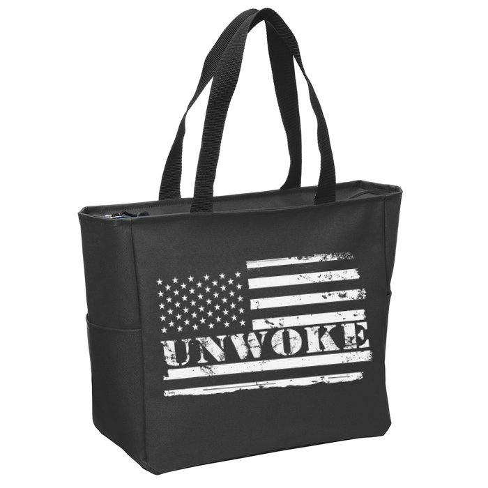 Unwoke Awake But Not Woke Zip Tote Bag