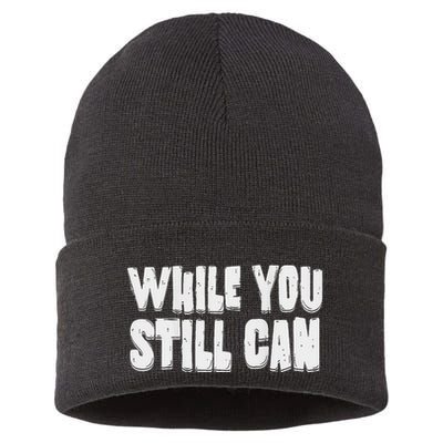 Unite Against Billionaires While You Still Can Frontback Sustainable Knit Beanie