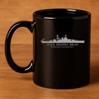 U.S.S. Arizona Bb 39 Battleship Wwii Tech Drawing 11oz C Handle Ceramic Mug