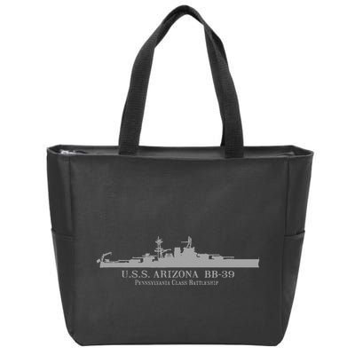 U.S.S. Arizona Bb 39 Battleship Wwii Tech Drawing Zip Tote Bag