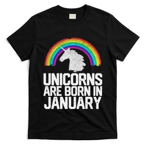 Unicorns Are Born In January Birthday Gift Wo T-Shirt