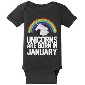 Unicorns Are Born In January Birthday Gift Wo Baby Bodysuit