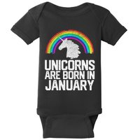 Unicorns Are Born In January Birthday Gift Wo Baby Bodysuit