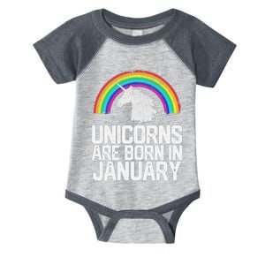 Unicorns Are Born In January Birthday Gift Wo Infant Baby Jersey Bodysuit