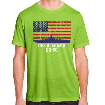 Uss Alabama Bb 60 Battleship Vintage American Flag Adult ChromaSoft Performance T-Shirt