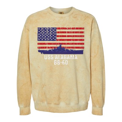 Uss Alabama Bb 60 Battleship Vintage American Flag Colorblast Crewneck Sweatshirt