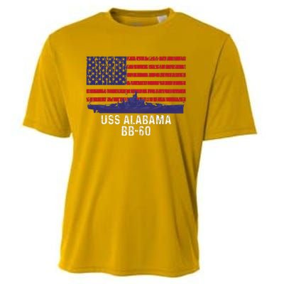 Uss Alabama Bb 60 Battleship Vintage American Flag Cooling Performance Crew T-Shirt