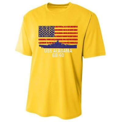 Uss Alabama Bb 60 Battleship Vintage American Flag Performance Sprint T-Shirt