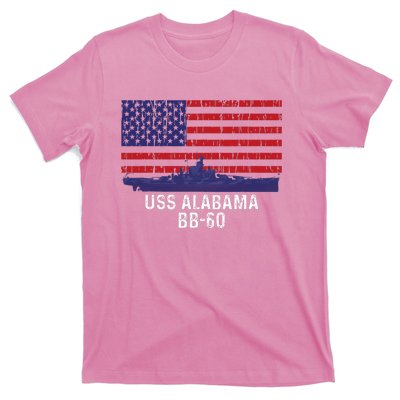 Uss Alabama Bb 60 Battleship Vintage American Flag T-Shirt