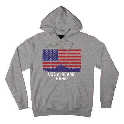 Uss Alabama Bb 60 Battleship Vintage American Flag Tall Hoodie