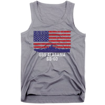 Uss Alabama Bb 60 Battleship Vintage American Flag Tank Top