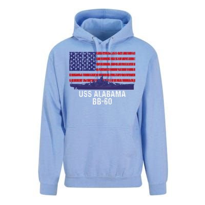 Uss Alabama Bb 60 Battleship Vintage American Flag Unisex Surf Hoodie