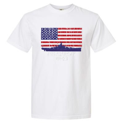 Uss Alabama Bb 60 Battleship Vintage American Flag Garment-Dyed Heavyweight T-Shirt