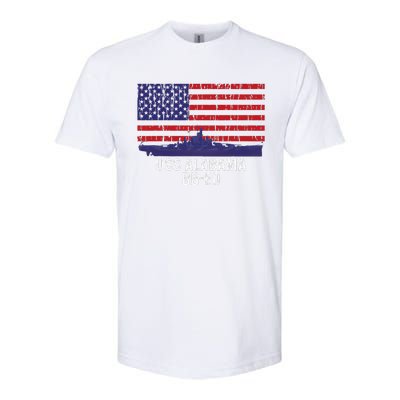 Uss Alabama Bb 60 Battleship Vintage American Flag Softstyle CVC T-Shirt