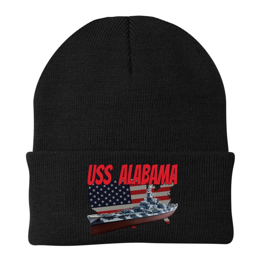 Uss Alabama Bbgift60 Ww2 And Cold War Veteran Battleship Boy Dad Gift Beanie