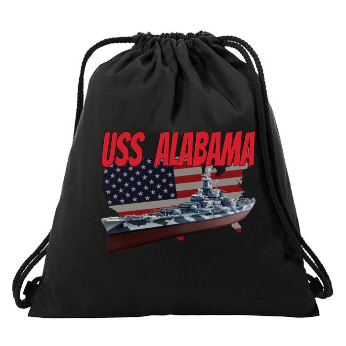 Uss Alabama Bbgift60 Ww2 And Cold War Veteran Battleship Boy Dad Gift Drawstring Bag