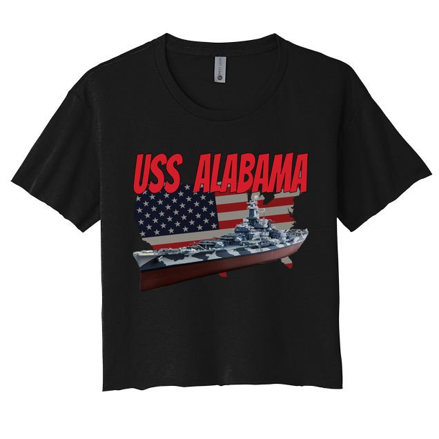 Uss Alabama Bbgift60 Ww2 And Cold War Veteran Battleship Boy Dad Gift Crop Top