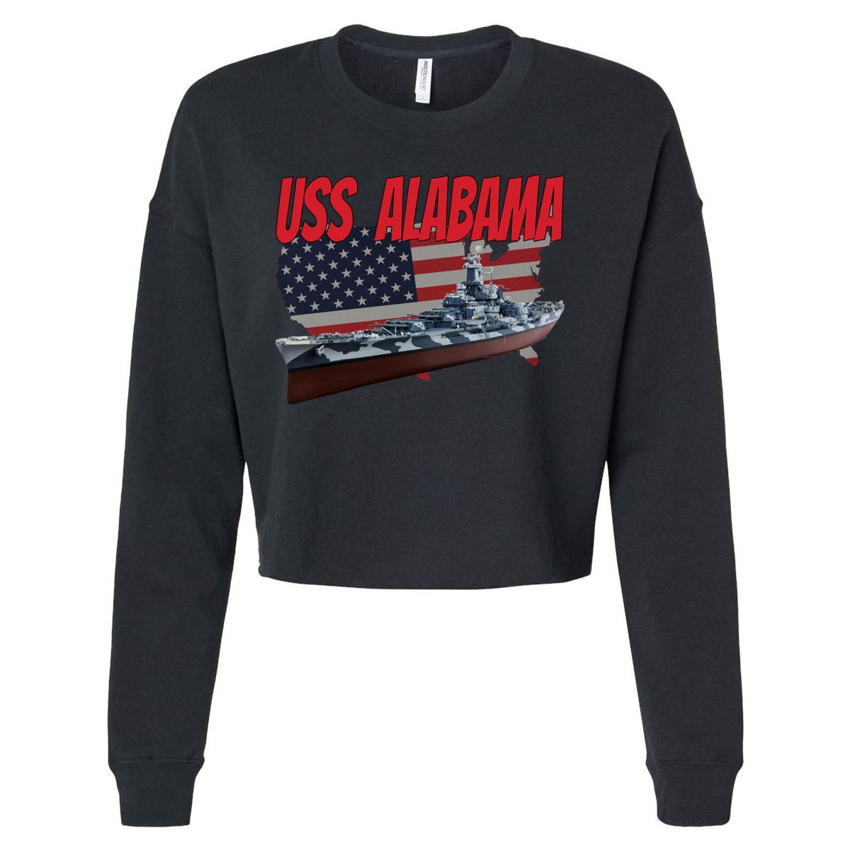 Uss Alabama Bbgift60 Ww2 And Cold War Veteran Battleship Boy Dad Gift Cropped Pullover Crew