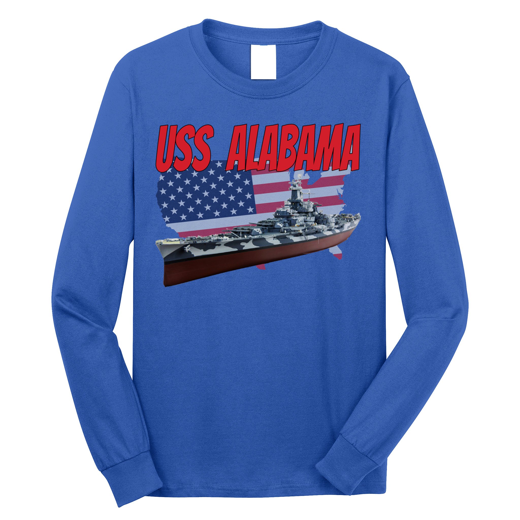 Uss Alabama Bbgift60 Ww2 And Cold War Veteran Battleship Boy Dad Gift Long Sleeve Shirt