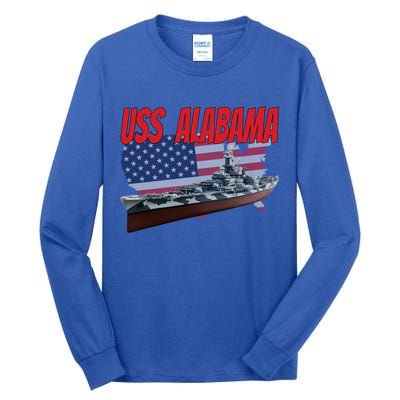 Uss Alabama Bbgift60 Ww2 And Cold War Veteran Battleship Boy Dad Gift Tall Long Sleeve T-Shirt