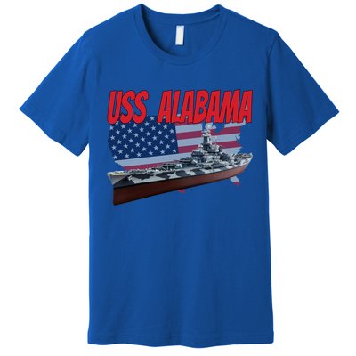 Uss Alabama Bbgift60 Ww2 And Cold War Veteran Battleship Boy Dad Gift Premium T-Shirt