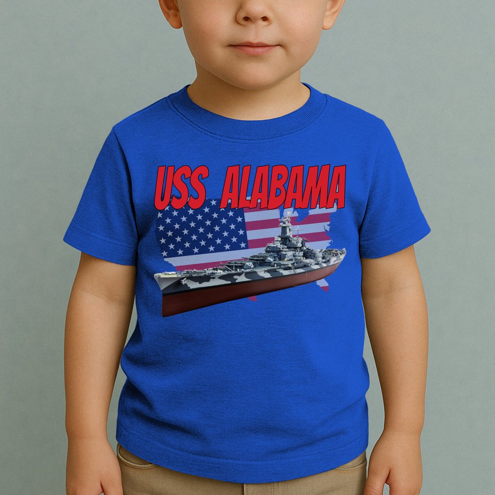 Uss Alabama Bbgift60 Ww2 And Cold War Veteran Battleship Boy Dad Gift Toddler T-Shirt