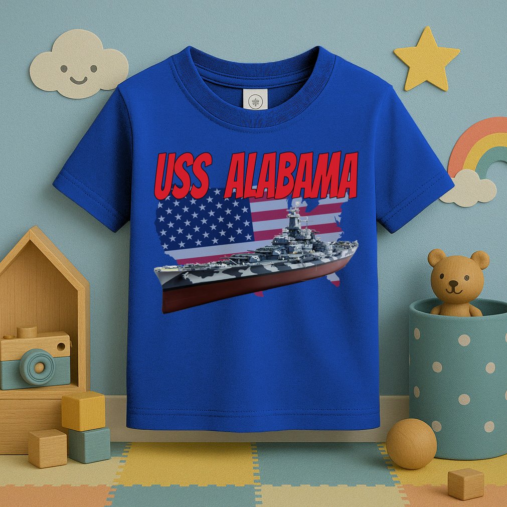 Uss Alabama Bbgift60 Ww2 And Cold War Veteran Battleship Boy Dad Gift Toddler T-Shirt