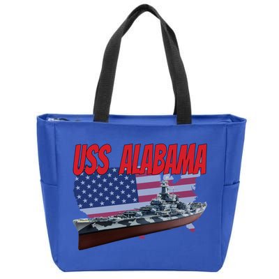 Uss Alabama Bbgift60 Ww2 And Cold War Veteran Battleship Boy Dad Gift Zip Tote Bag