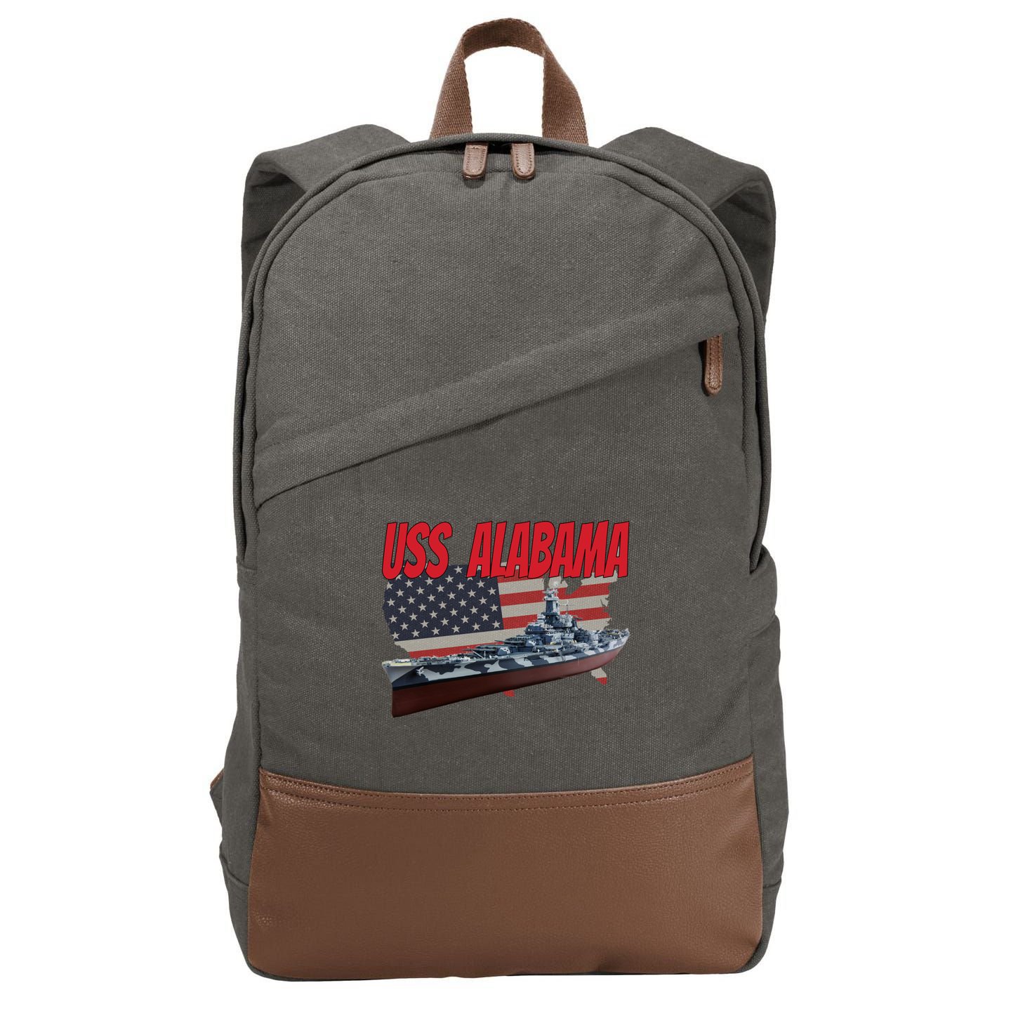 Uss Alabama Bbgift60 Ww2 And Cold War Veteran Battleship Boy Dad Gift Cotton Canvas Backpack