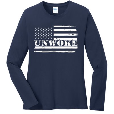 Unwoke Awake But Not Woke Ladies Long Sleeve Shirt