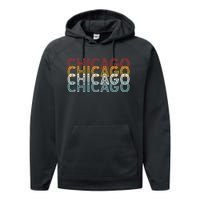 Us American City 70S Retro Usa Vintage Chicago Performance Fleece Hoodie