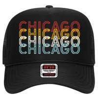 Us American City 70S Retro Usa Vintage Chicago High Crown Mesh Back Trucker Hat