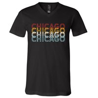 Us American City 70S Retro Usa Vintage Chicago V-Neck T-Shirt