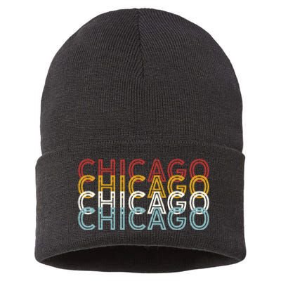 Us American City 70S Retro Usa Vintage Chicago Sustainable Knit Beanie