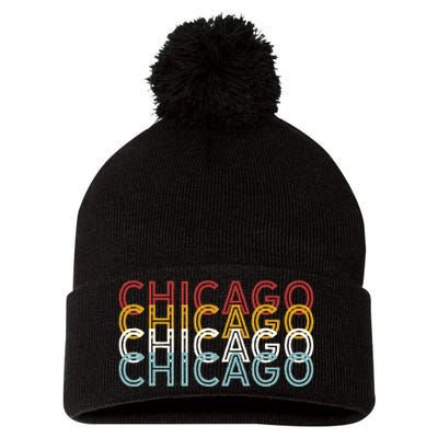 Us American City 70S Retro Usa Vintage Chicago Pom Pom 12in Knit Beanie