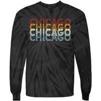 Us American City 70S Retro Usa Vintage Chicago Tie-Dye Long Sleeve Shirt