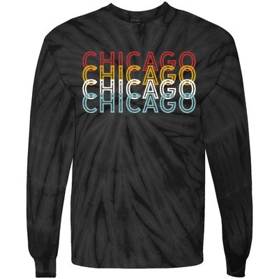 Us American City 70S Retro Usa Vintage Chicago Tie-Dye Long Sleeve Shirt