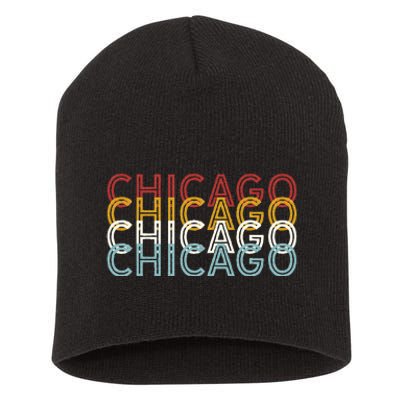 Us American City 70S Retro Usa Vintage Chicago Short Acrylic Beanie