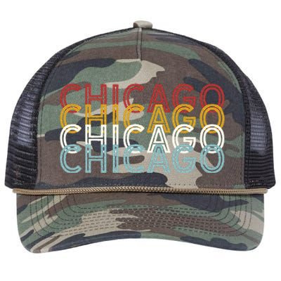 Us American City 70S Retro Usa Vintage Chicago Retro Rope Trucker Hat Cap