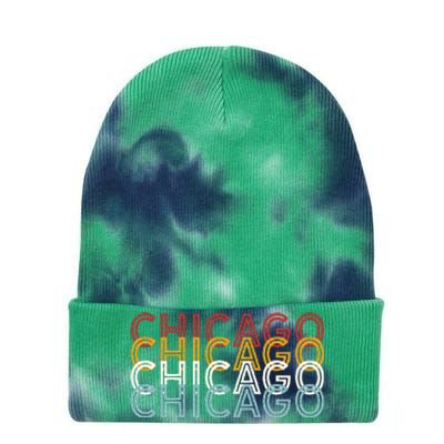 Us American City 70S Retro Usa Vintage Chicago Tie Dye 12in Knit Beanie